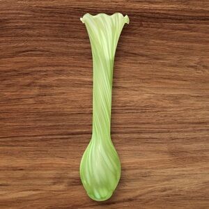 Satin Green Swirl Bud Vase